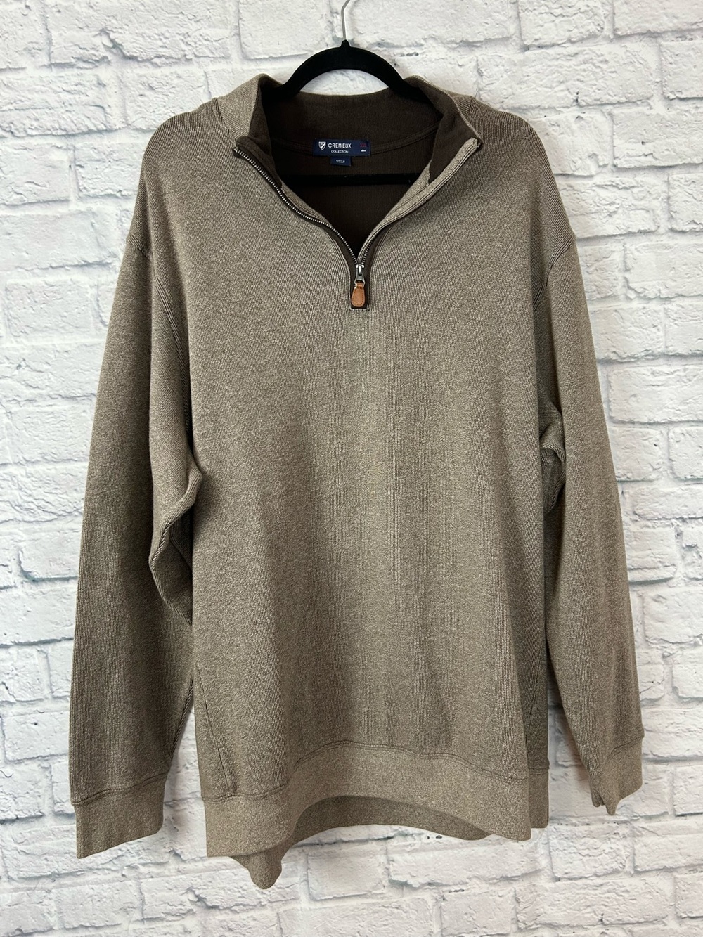 Cremieux Collection Men’s XXL Brown 1/4 Zip Cotton Pullover Elbow Patch Sweater
